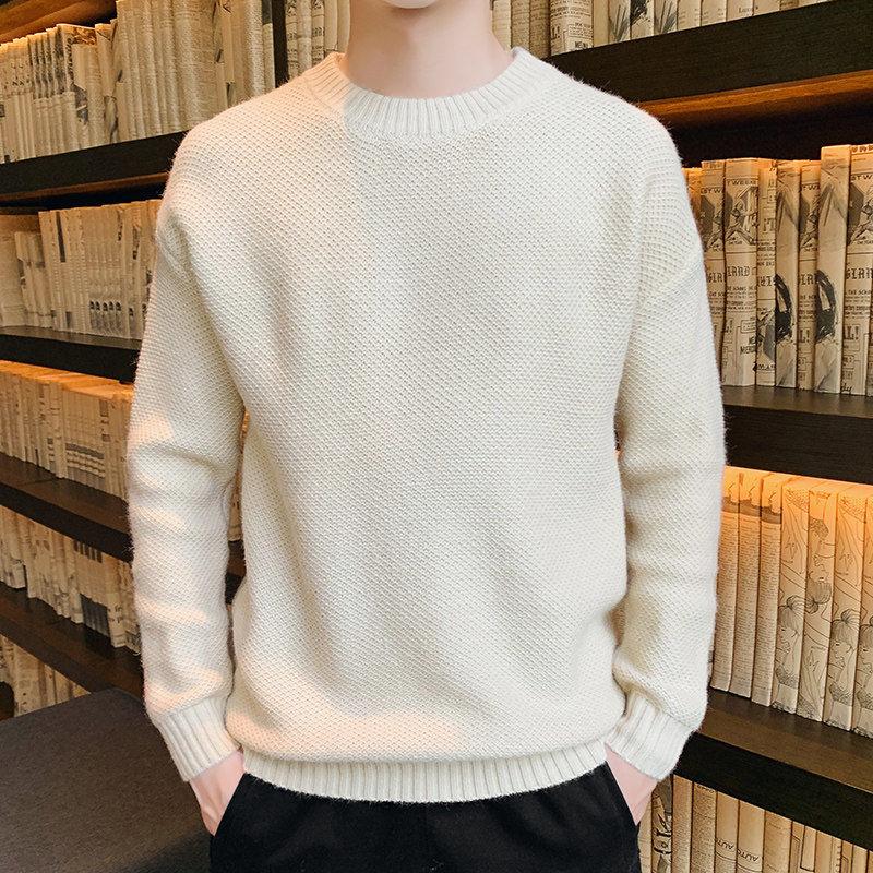 Spring Autumn Casual Sweater Men's Pullover Sweater Slim Men's Sweater Fashion Trend Simple Men's Sweater Long Sleeve Warm