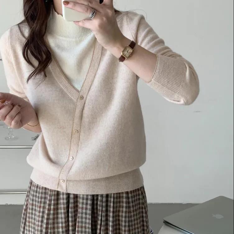 Splicing Two-piece Half Turtleneck Long-sleeved Sweater Fashion Color Block Pullover Slim Fit Short Sweater