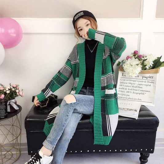 Autumn and Winter Sweater Loose Knit Mid-length Coat Fashion Simple Female Top