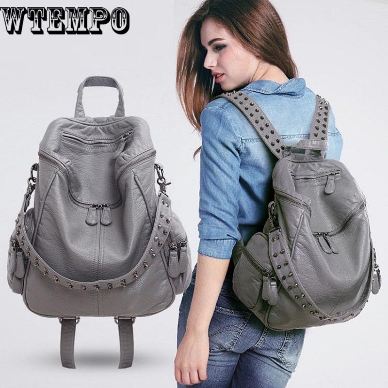 Backpack Lightweight Spacious Casual Daypacks Soft PU Leather Bag For Women Female Girls Ladies