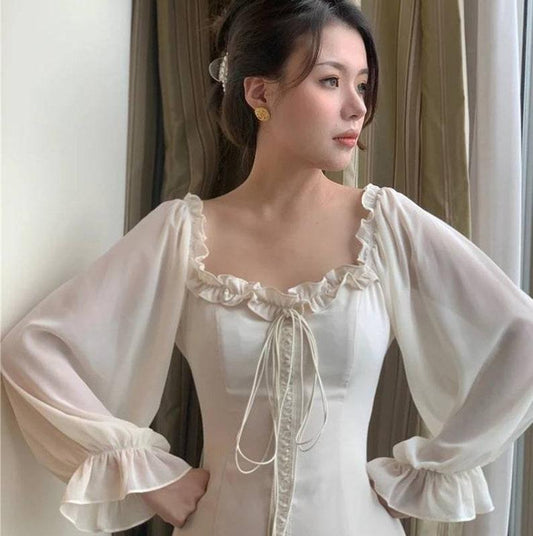 Spring and Autumn European and American Style Ladies Dress Palace Retro Slim Slim Dress Long Sleeve Temperament Skirt