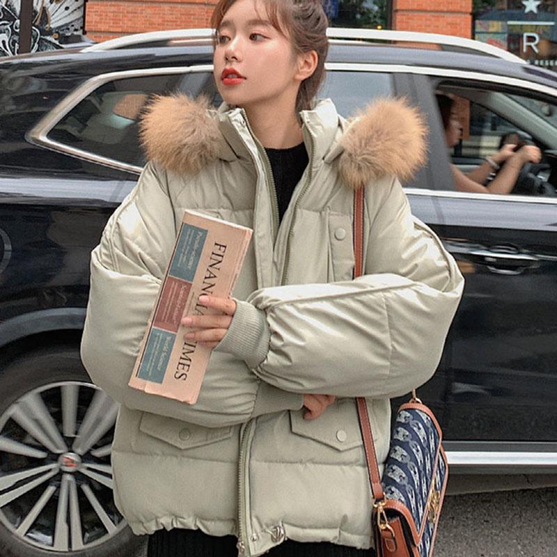 Winter Padded Jacket Women's Short Thick Padded Jacket Loose Korean Bread Jacket Hooded with Fur Lady Top Clothing