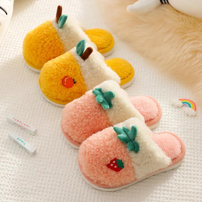 Winter Children's Cotton Slippers Boys and Girls' Warm and Anti-skid Cartoon Princess Parent-child Wool Bag Heel Cotton Slippers Baby Slippers