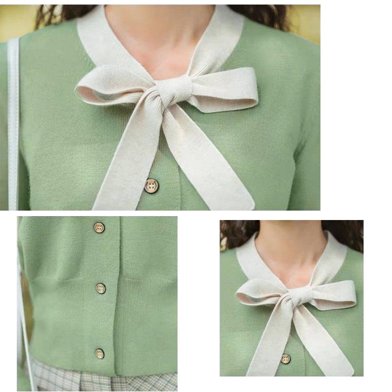 Women Slim V Neck Knitted Cardigan Cropped Sweaters Ladies Harajuku Short Cardigans Fresh Girl