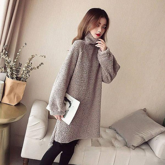 Maternity Base Skirt Winter Imitation Lamb Wool Thick Sweater Plus Size Mid-length Dress