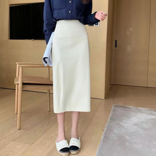 Design Skirt Women's High Waist Irregular Side Slits Slim Slimming Hips Mid-length All-match PU Leather Skirt