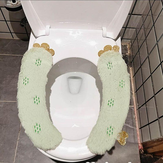 Cute Bowknot Toilet Cushion Household Waterproof Universal Velcro Plush Toilet Cushion Winter Warm Toilet Cushion