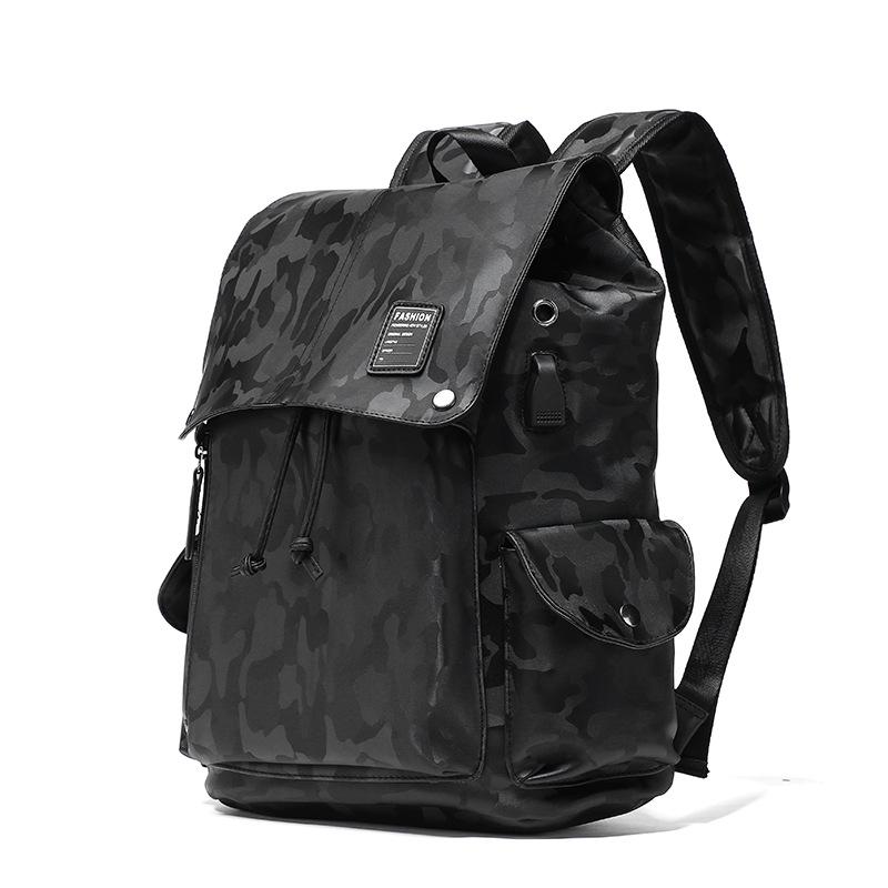 Camouflage genuine leather Men backpack Travel computer laptop Shoulders Bag with USB charging port