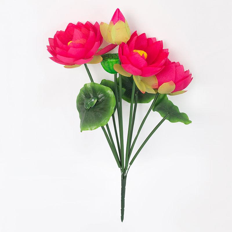 Simulation Lotus Lotus Leaf Fake Lotus Lotus Temple for Buddha Fake Silk Flower Living Room Desktop Fake Flower Plastic Flower Decoration Flower