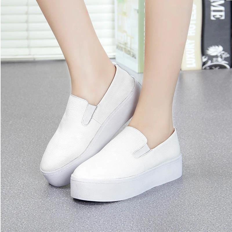 Women's Leather Thick-soled White Shoes Casual Shoes Spring and Summer All-match One-step Lazy Single Shoes Platform Female Student Shoes