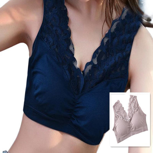 Breathable Women's Bra Bralette Brassiere Girls Bra 1Pc Wireless Solid Color Embroidered Beauty Back Skin-friendly Bra