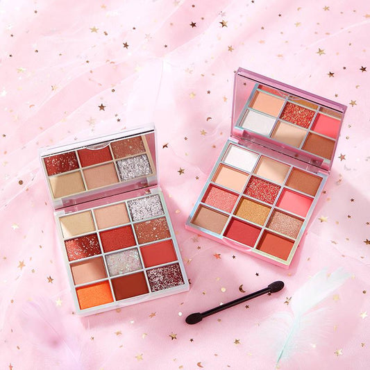 Eyeshadow Palette Matte Pearlescent Waterproof Anti-Sweat Powder 12 color eyeshadow pink pearl
