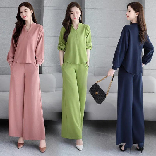 Wide-leg Pants Suit Women's 2021 Spring and Autumn Women's Women's Thin Two-piece Suit
