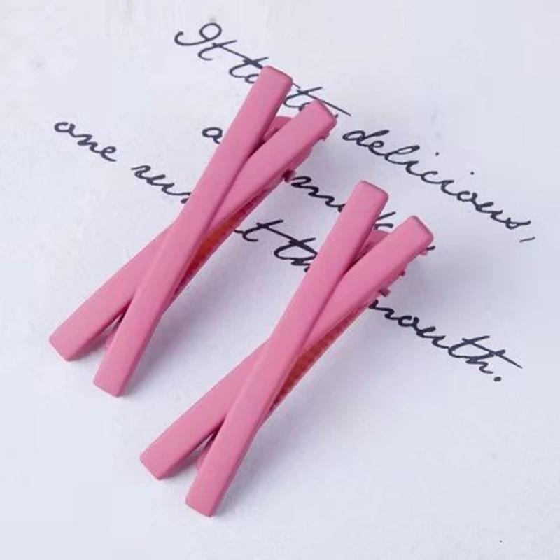 Candy-colored Frosted Hairpin Simple and Cute Cross-side Clip Girl Word Clip Bangs Clip Children's Hairpin Hair Accessories