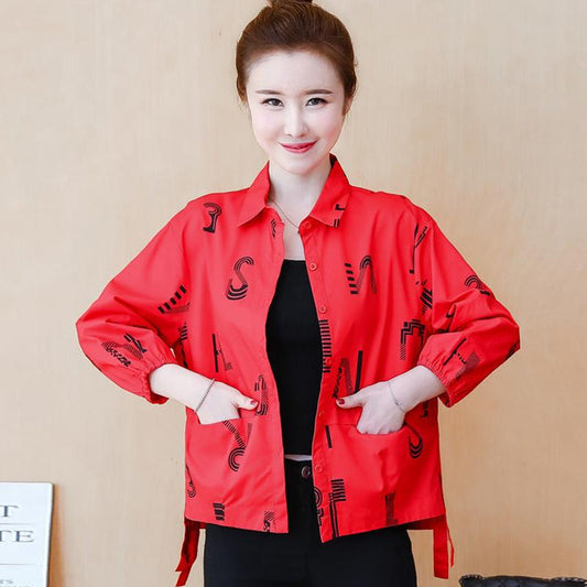 Vintage Autumn Ladies Jacket Flower Print Women Fashion Zipper Up Long Sleeve Casual Coat Slim Basic Bomber Jackets