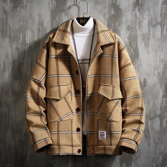 Autumn and Winter Woolen Jacket, Warm and Thick Tops, Trendy All-match Jacket for Young Men