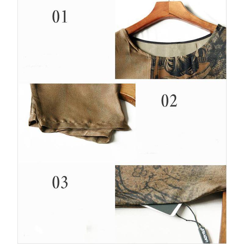 Chinese Style L-XXXXXL Women's Summer Dress Middle-aged 3/4 Sleeve Round Neck Printing Length to calf Daily Wear Homewear
