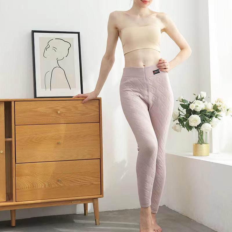 Thermal Pants Women's Inner Wear High-waist Tight-fitting Cotton Wool Pants Ladies Long Trousers Seamless Plus Velvet Silk Leggings Autumn and Winter