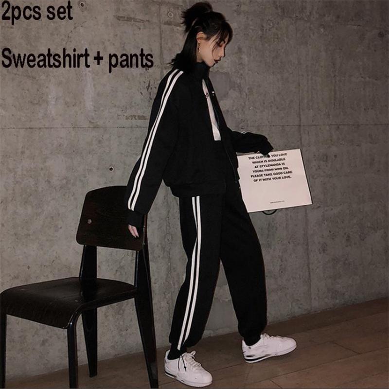 Two Pcs Set Wild Long-sleeved Casual Sweatshirt Set Large Size Spring and Autumn Women's Clothing