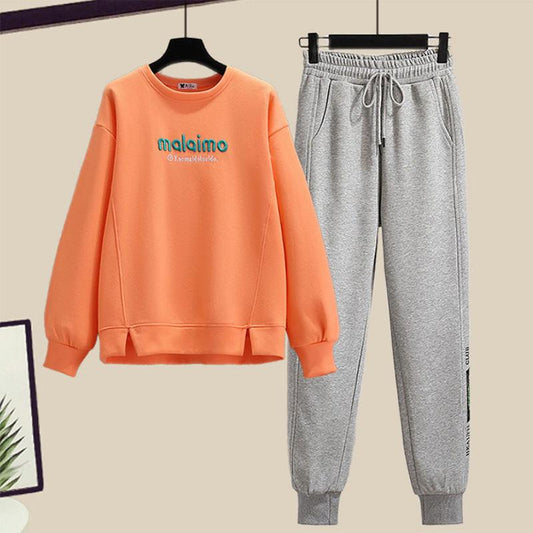 Suit Early Spring Sports Sweater Suit Women's Solid Color Style Western Style Age-reducing Sweatpants Two-piece Set Women