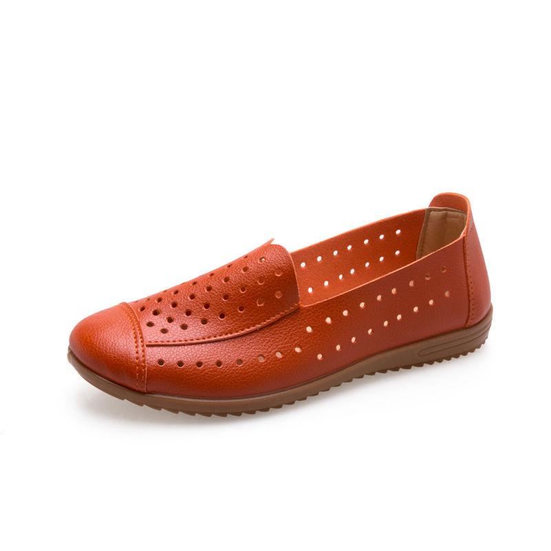 Spring Summer Women's Hollow Sandals Flat Non-slip Set Foot Leather Shoes Casual Beef Tendon Soft-soled Shoes