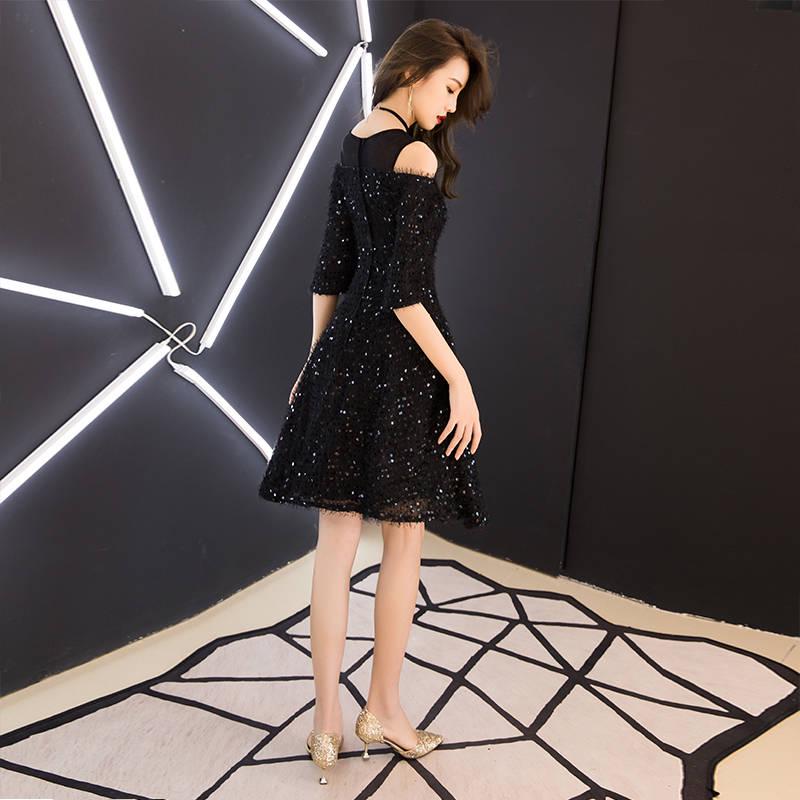 Evening Dress Female Banquet Noble Temperament Black Thin French Party Dress