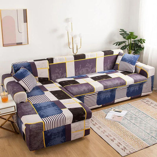 Four Seasons Universal Elastic Non-slip European-style Plaid Pattern Tight-pack Full-cover Sofa Cover