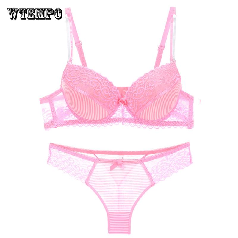 Women Bra Set Lace Sexy Underwear Lady Push Up Gather Underwire Female Embroidered Lingerie Outfit