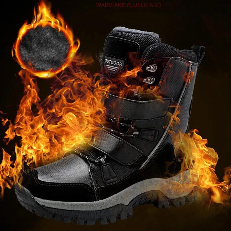 Winter Women's Ski Boots Waterproof Non-slip Outdoor Large Size Snow Boots Plus Velvet Thick Leather Boots