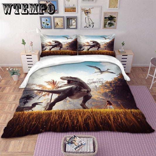 Quilt Set 3pcs Prehistoric Monster Dragon Bedding Set 3D Duvet Cover Sets Home Textile