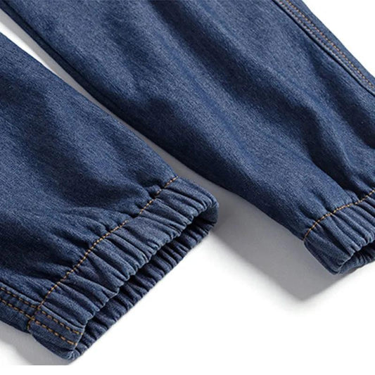 WTEMPO Harem Pants Plus Size Elastic Waist Women's Jeans Loose Wide Leg Straight Denim Big Pocket Trousers