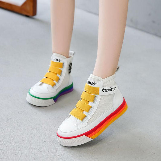 Children High Sneakers Summer Female Shoes White Sneakers Mesh Breathable Feminino