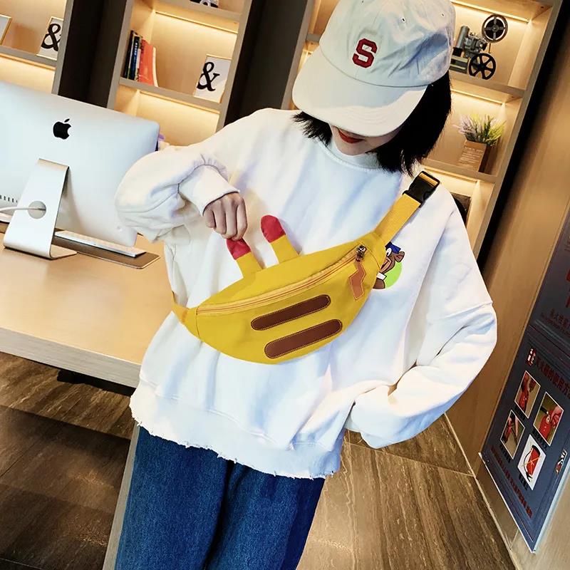 Parent-child Bag Cute Unisex Children Canvas Sling Bag Outdoor Travel Boy Girl Shoulder Crossbody Chest Bag for Gift