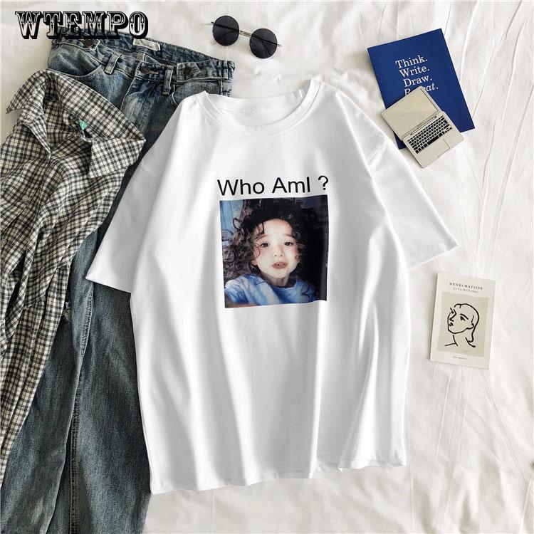WTEMPO Printing Female T-shirt Round Collar Half Sleeve Loose Casual Fashion Summer Women Top