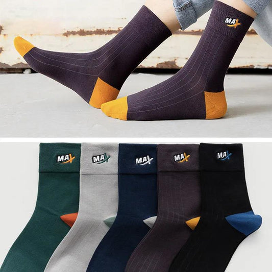 Pure Cotton Socks Men's Retro Embroidery Tube Socks Autumn and Winter Seasons Cotton Socks Deodorant Sweat-absorbent Sports Socks