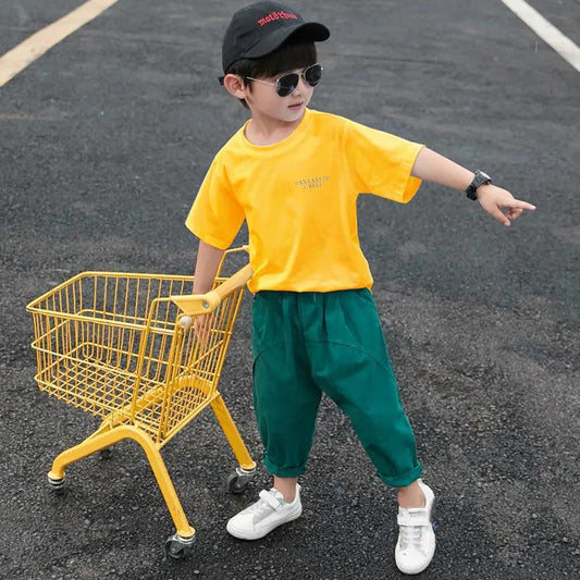 Boys' Suits Children's Clothing Two-piece Suit Summer Fashion Children's Korean Style Handsome Casual Short-sleeved