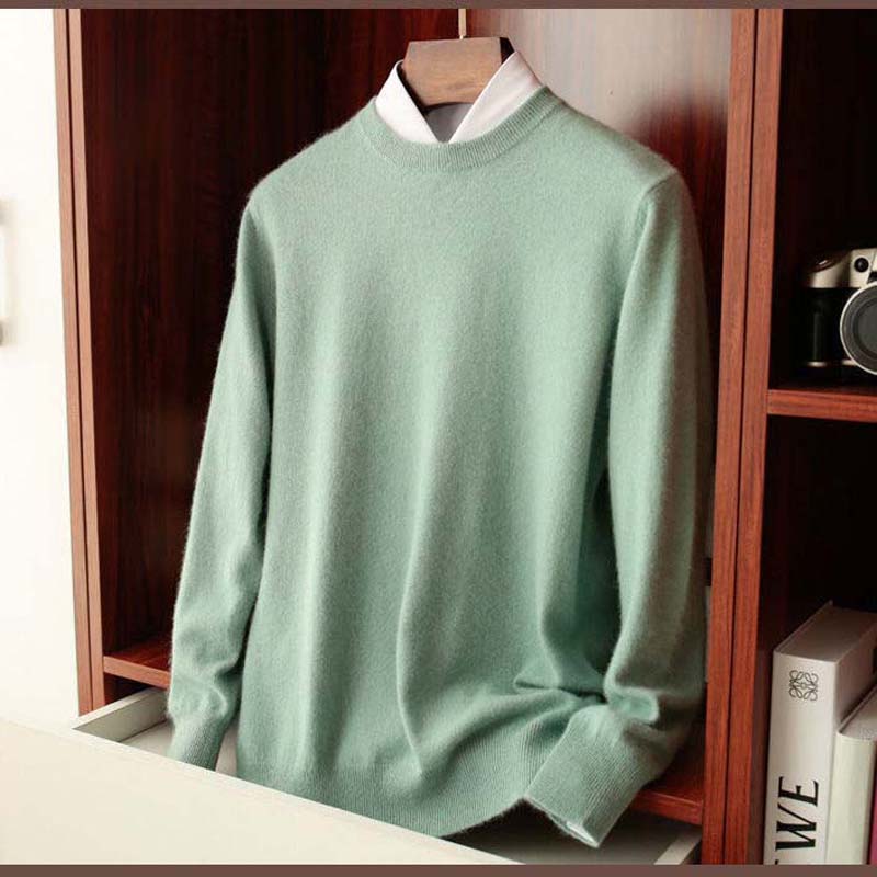 Spring and Autumn Thin Sweater Men's Round Neck Loose Pullover Solid Color Bottom Knitted Sweaters High-end