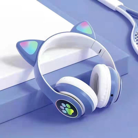 Cat Ear Headset Bluetooth 5.0 Bass Noise Reduction Adult Child Girl Headset Support Microphone