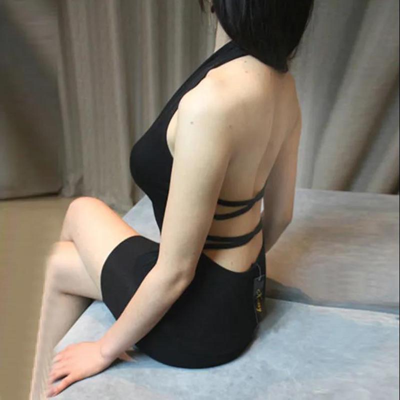 Sexy Halter Sleeveless Knit Women Tight-fitting Dress Hip Dress Solid Color Bodycon Summer