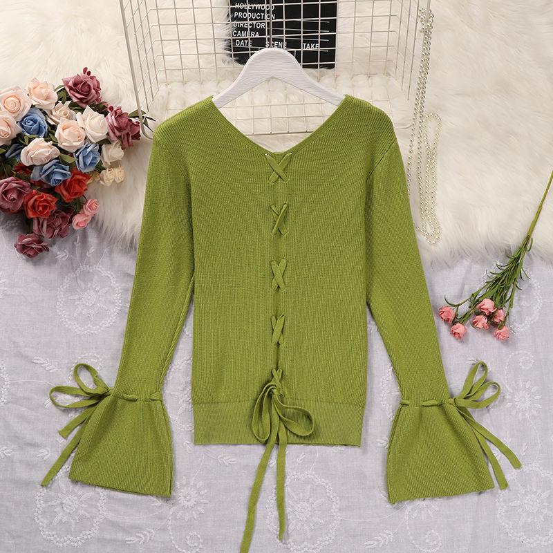 Flare Sleeve Sweaters and Pullovers Autumn Winter Knitted Sweater Women Fashion Korean Style Female