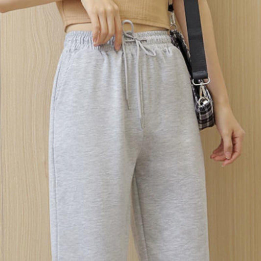 Gray Sweatpants Women's Trousers Spring and Summer Thin Spring and Autumn Casual Black Nine-point Loose-fitting Trousers