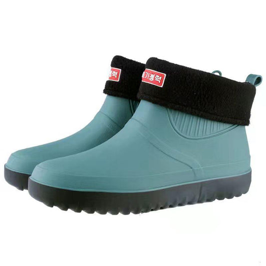 About1988 Men's Fashion Casual Outdoor Waterproof Short Ankle Rain Boots Non-slip Waterproof Shoes Plus Velvet