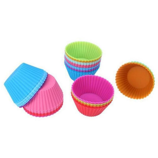 12Pcs Silicone Cupcake Mold Cake Muffin Mold Kitchen Bakeware Maker DIY Baking Non-Stick Heat Resistant Reusable Decorating Tools