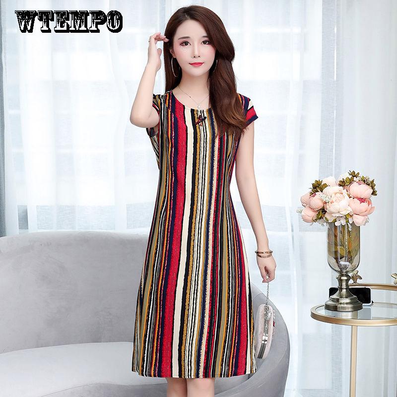 WTEMPO Brand Loose Skirt Women's Dress Summer Large Size Print Long Skirt Floral Comfort