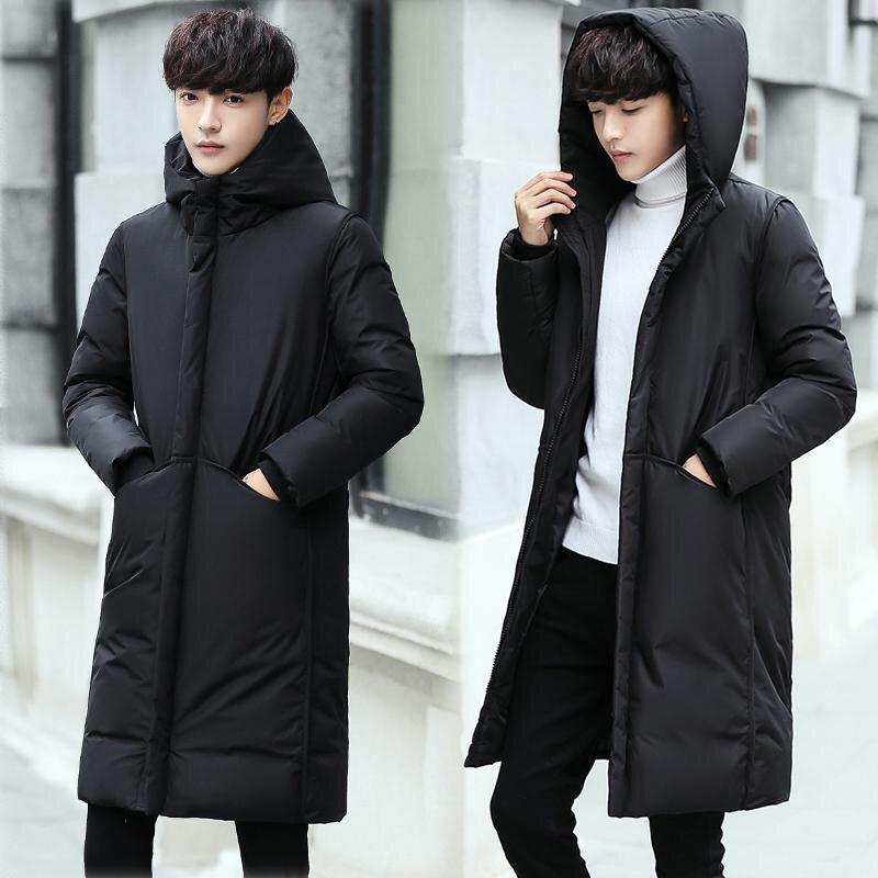 Men's Medium Length Down Jacket Winter White Duck Down Warm Down Jacket