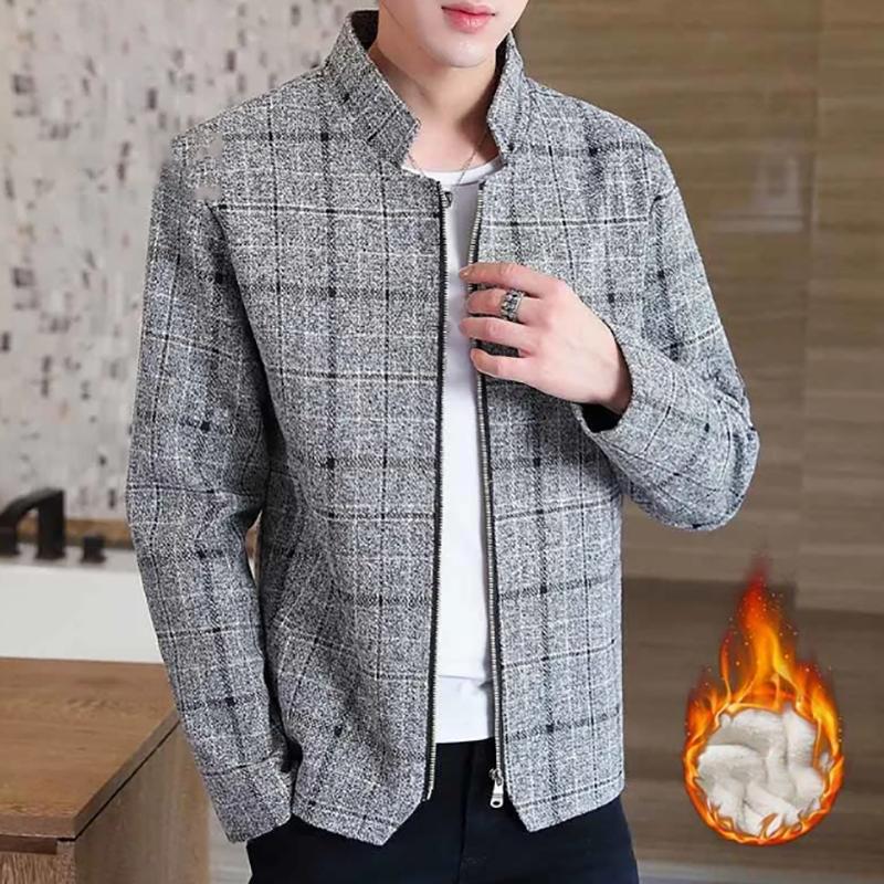 Fashion Jacket Men Youth Korean Handsome Woolen Jacket Men's Slim Trendy Jacket