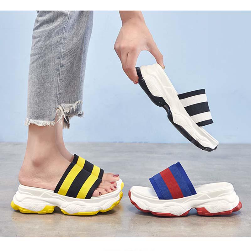 Thick bottom sandals summer infrared wear wild sports ins tide fashion sponge cake slippers women