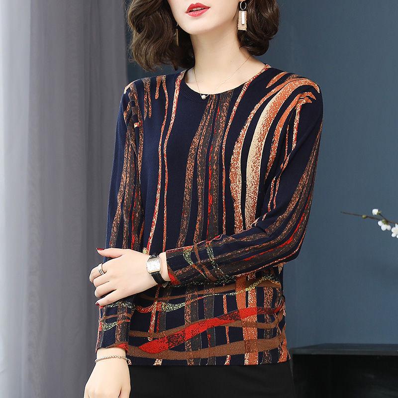 Spring Autumn Winter Women Plus Size Striped Wool Sweater OL Style Slim Thickening Warm Bottoming Knitted Sweater