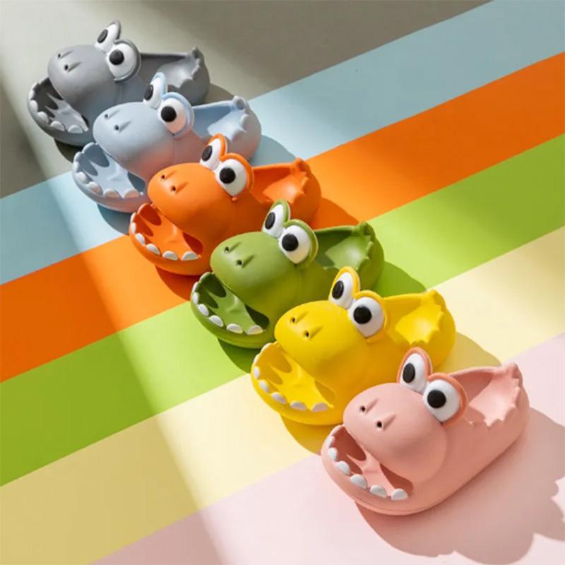 Children's Slippers Summer Boy Cartoon Dinosaur Thick Bottom Soft Bottom Non-slip Indoor Household Baby Children Parent-child Sandals and Slippers