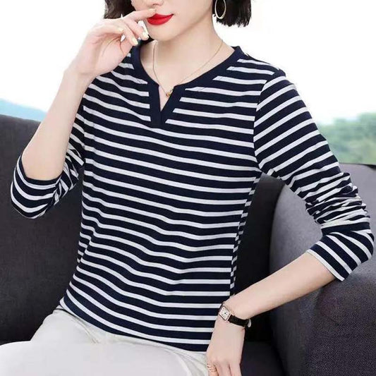 Women's Top Cotton Loose Solid Color Large Size Bottoming Shirt Long-sleeved T-shirt Spring and Autumn